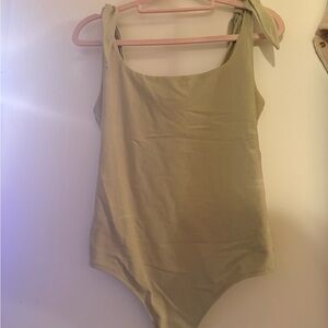 Express Olive Green Kids One-Piece with Tie Shoulder Straps